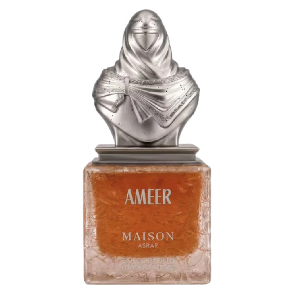 Maison Asrar Ameer fragrance sample bottle displayed on a plain background
