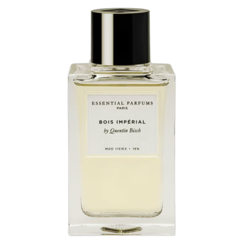 Sample of Essential Parfums Bois Impérial fragrance showing a sleek glass bottle with a dark cap, set against a neutral background.