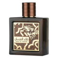Sample of Lattafa Qaed Al Fursan Untamed perfume with a sleek, dark bottle and gold accents, displayed on a neutral background.