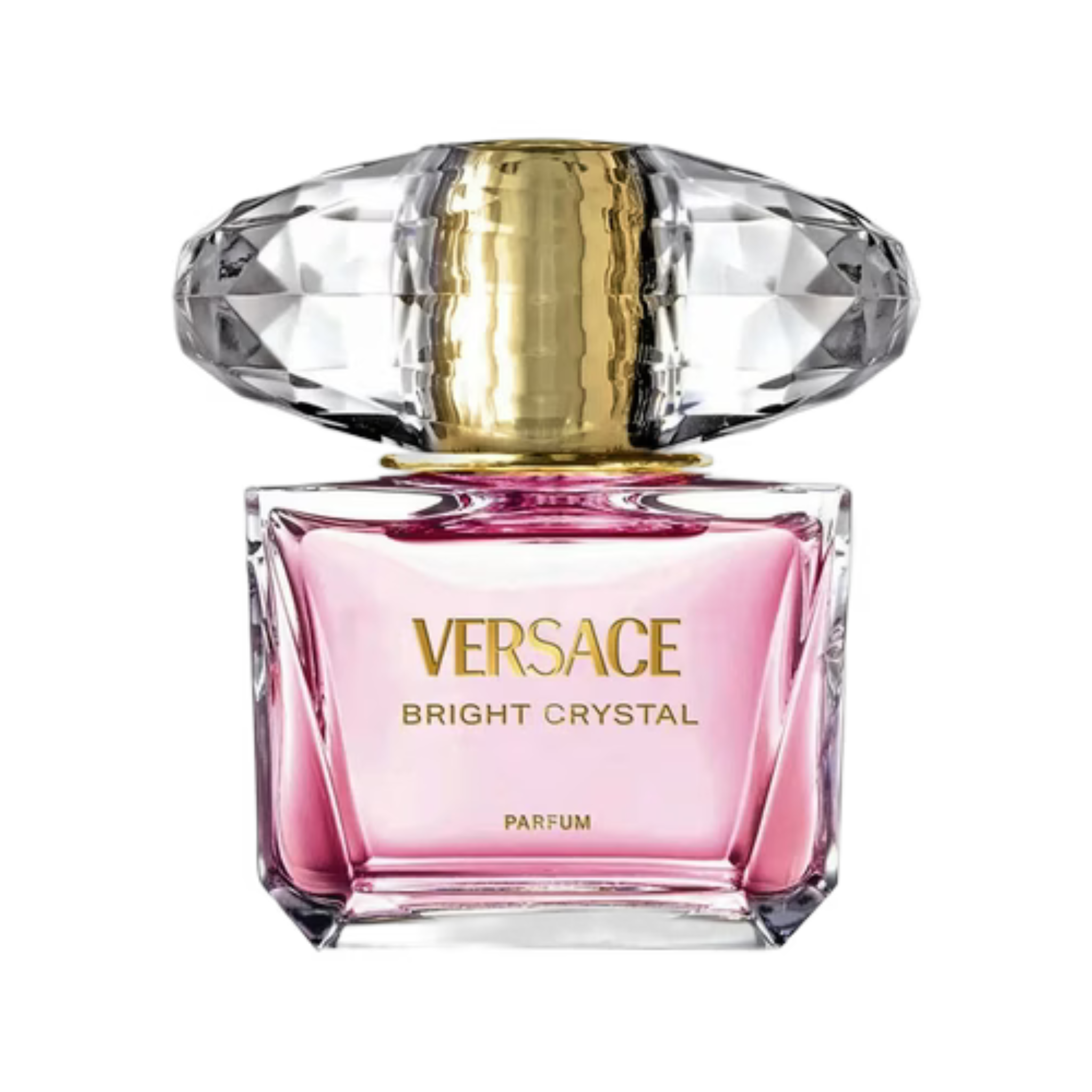 Sample of Versace Bright Crystal perfume, showcasing the elegant bottle with pink and clear glass design.