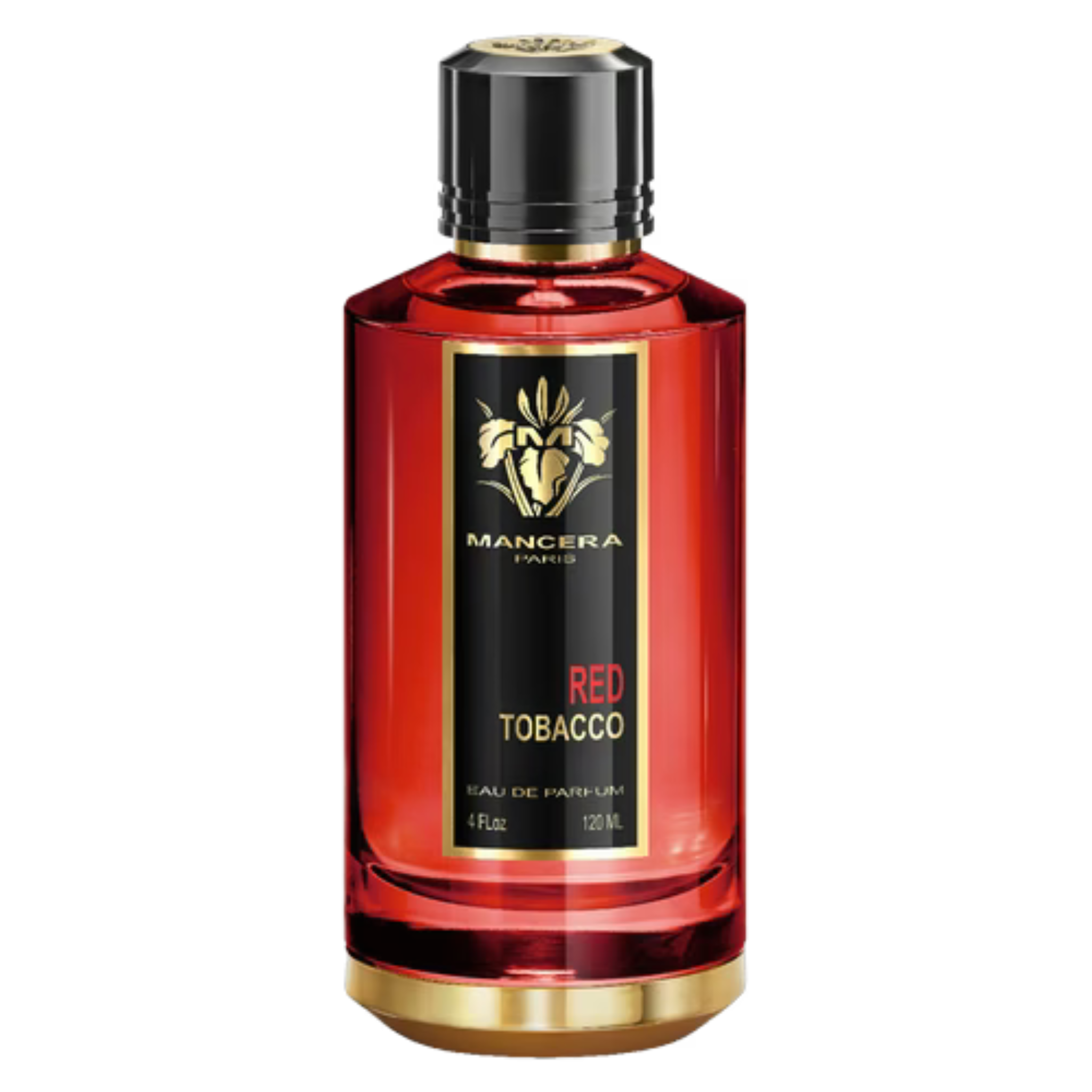 Small vial of Mancera Red Tobacco fragrance sample with a black cap and label, showcasing the perfume container.
