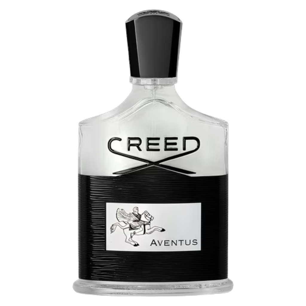 Creed Aventus sample bottle with black cap and label, showcasing the iconic luxury fragrance for men.