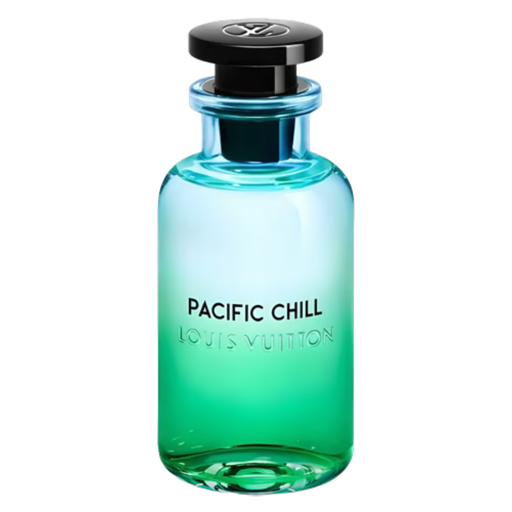 Louis Vuitton Pacific Chill sample featuring sleek packaging with elegant design and branding details.