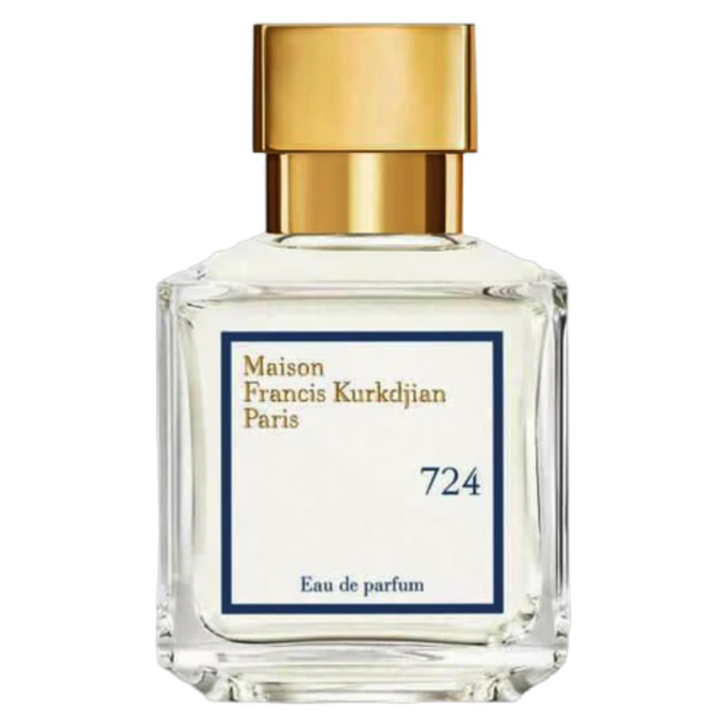 Maison Francis Kurkdjian 724 fragrance sample in a clear vial with a white cap, showcasing the elegant perfume bottle design.