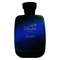 Rasasi Hawas Atlantis perfume sample in a clear vial with a black cap, showcasing the fragrance for men.