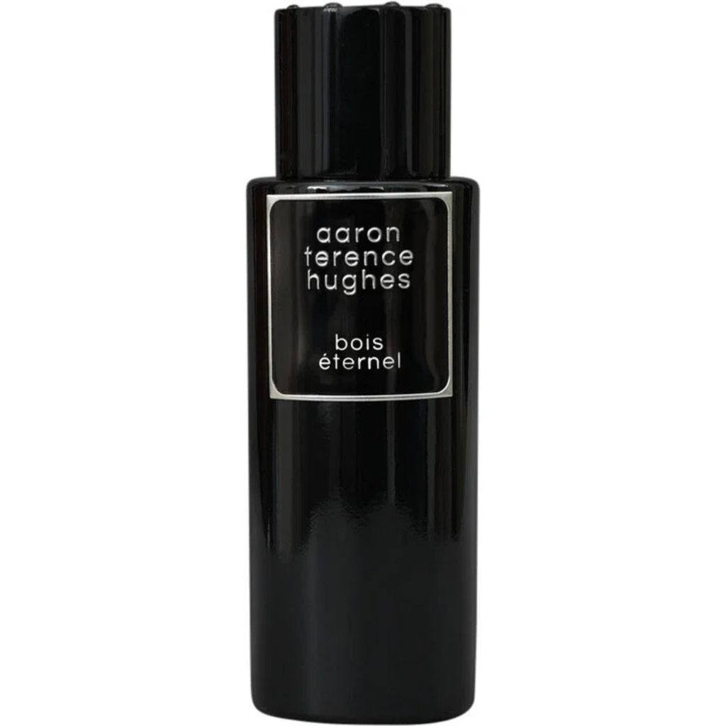 Bois Éternel perfume sample by Aaron Terence Hughes featuring a sleek glass bottle and minimalist design.