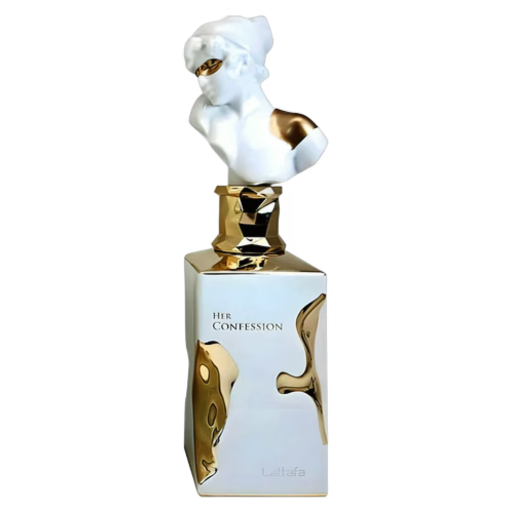 Sample of Lattafa Her Confession perfume by My Store, showcasing the elegant bottle design and fragrance details.
