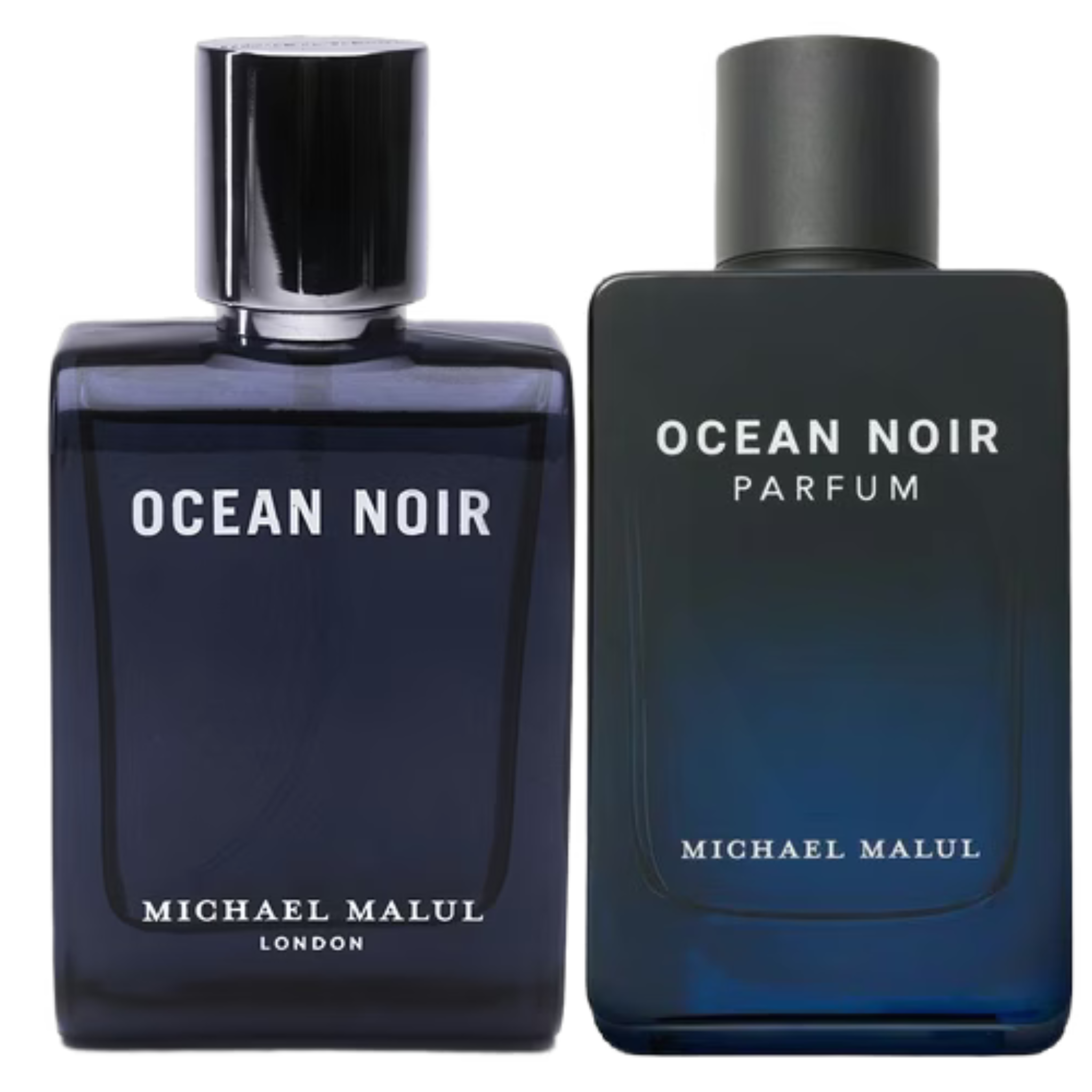 Set of Michael Malul Ocean Noir sample fragrances with multiple small perfume bottles in sleek packaging.