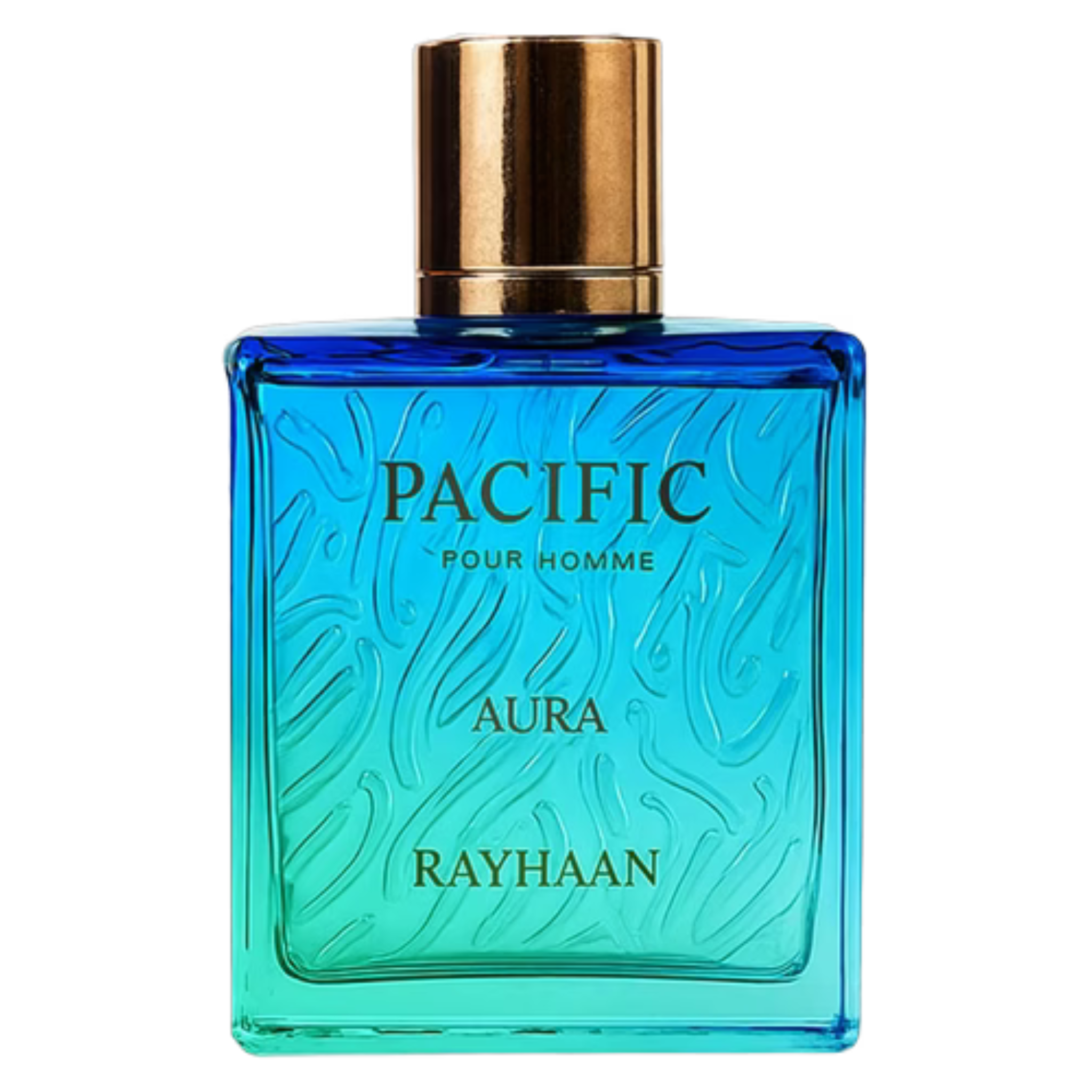 Rayhaan Pacific Aura sample in a clear container, showcasing the aromatic fragrance and branding from My Store.