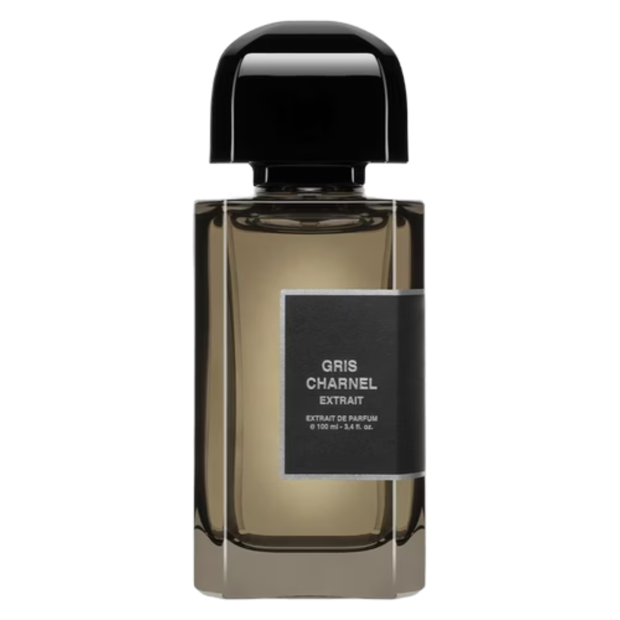 Sample of BDK Parfums Gris Charnel Extrait featuring a sleek glass bottle with a gold cap and a minimalist label.