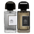 Set of BDK Parfums Gris Charnel samples featuring elegant bottles with minimalist design and sophisticated fragrance presentation.