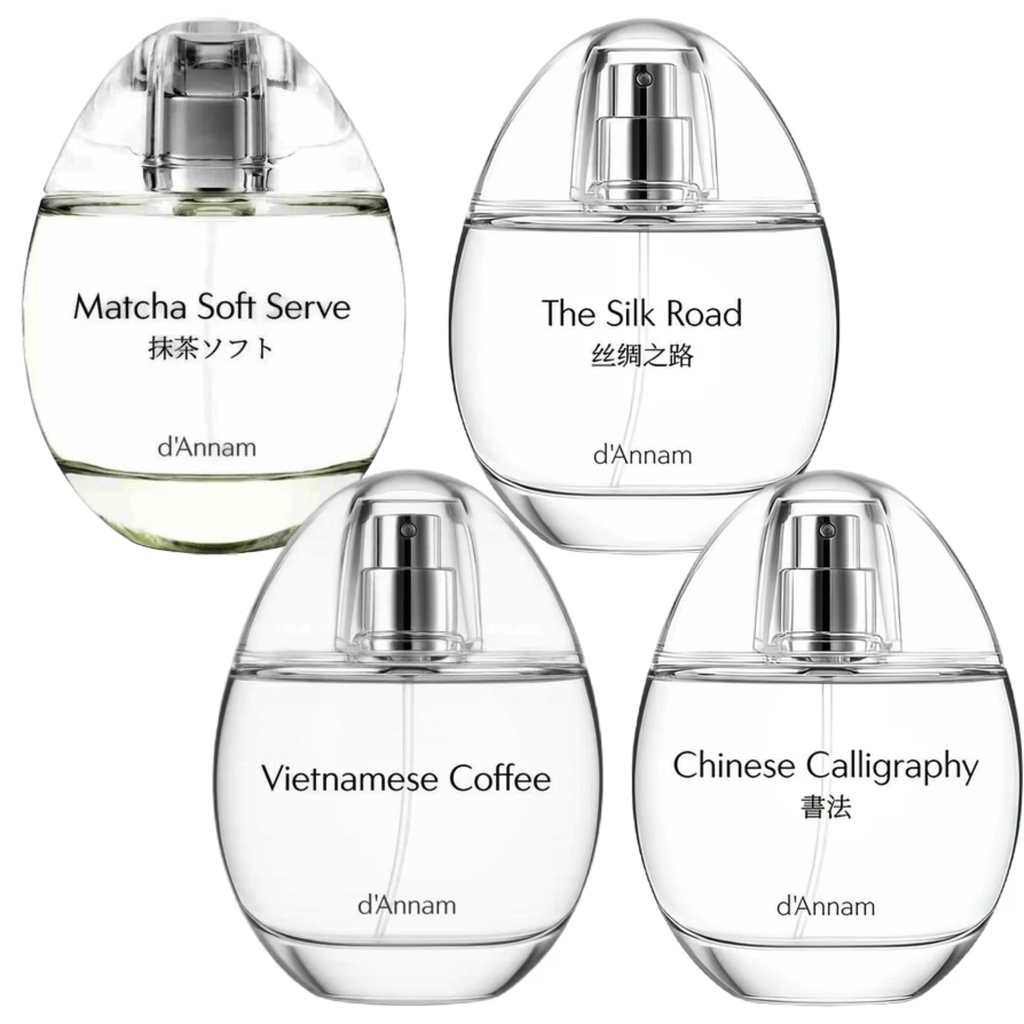 Assorted d'Annam sample set featuring small, colorful containers with traditional Vietnamese flavors in a decorative presentation.