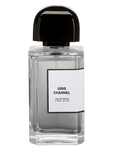 Dark-colored bottle of BDK Parfums Gris Charnel fragrance sample with elegant packaging, showcasing a sophisticated scent.